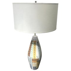 Mid-Century Modern Bitossi Ceramic Table Lamp, Cityscape, 1960s, Italy