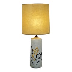 Retro Mid-Century Modern Bitossi Ceramic Table Lamp Italian Original Brass Finial