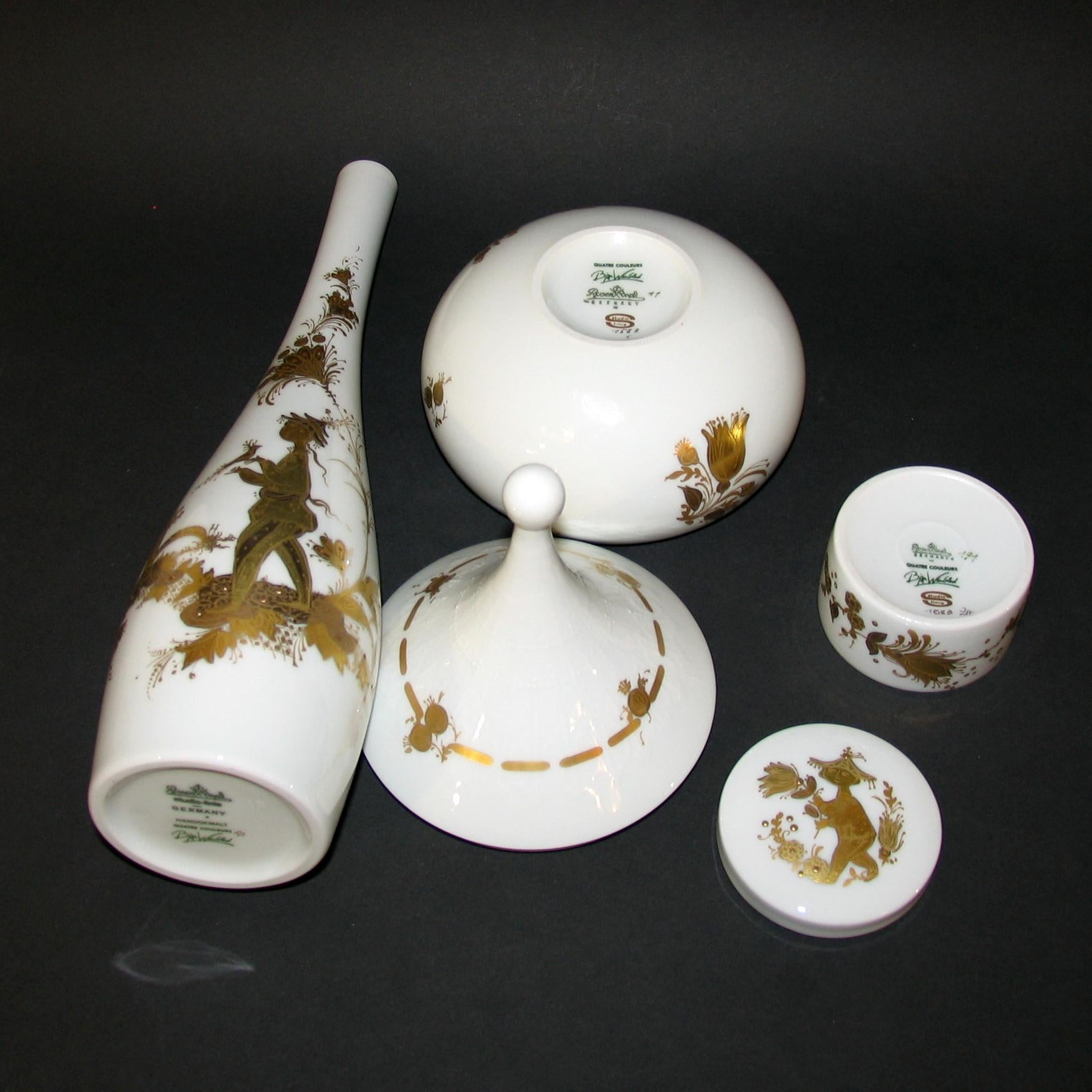 Mid-Century Modern Bjorn Wiinblad Rosenthal Porcelain Vessels, Quatre Couleurs 5