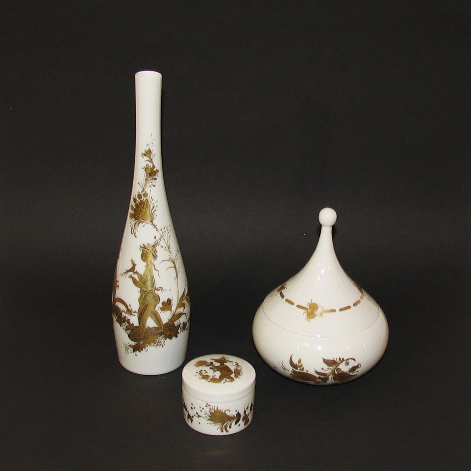 Mid-Century Modern Bjorn Wiinblad Rosenthal Porcelain Vessels, Quatre Couleurs 1