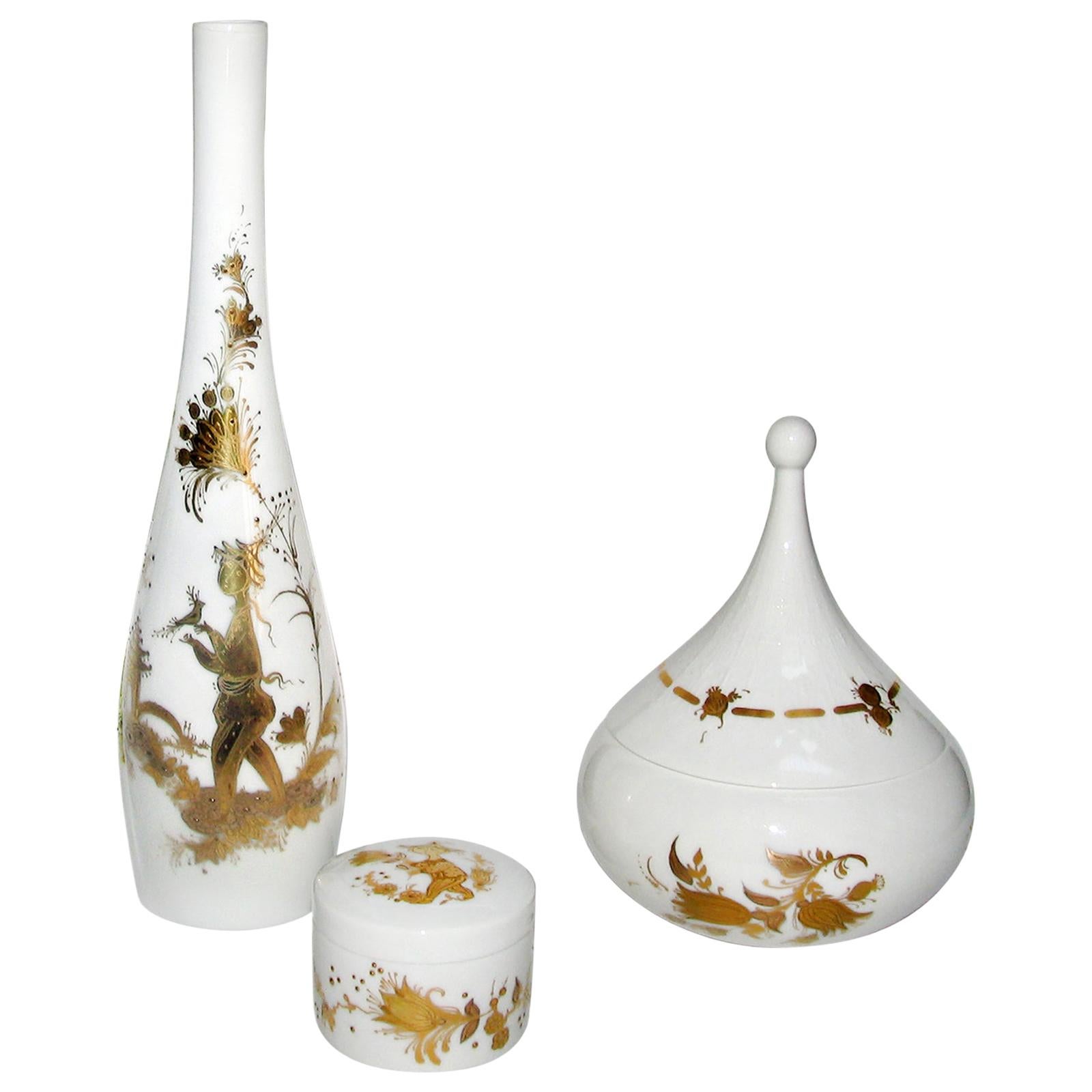Mid-Century Modern Bjorn Wiinblad Rosenthal Porcelain Vessels, Quatre Couleurs