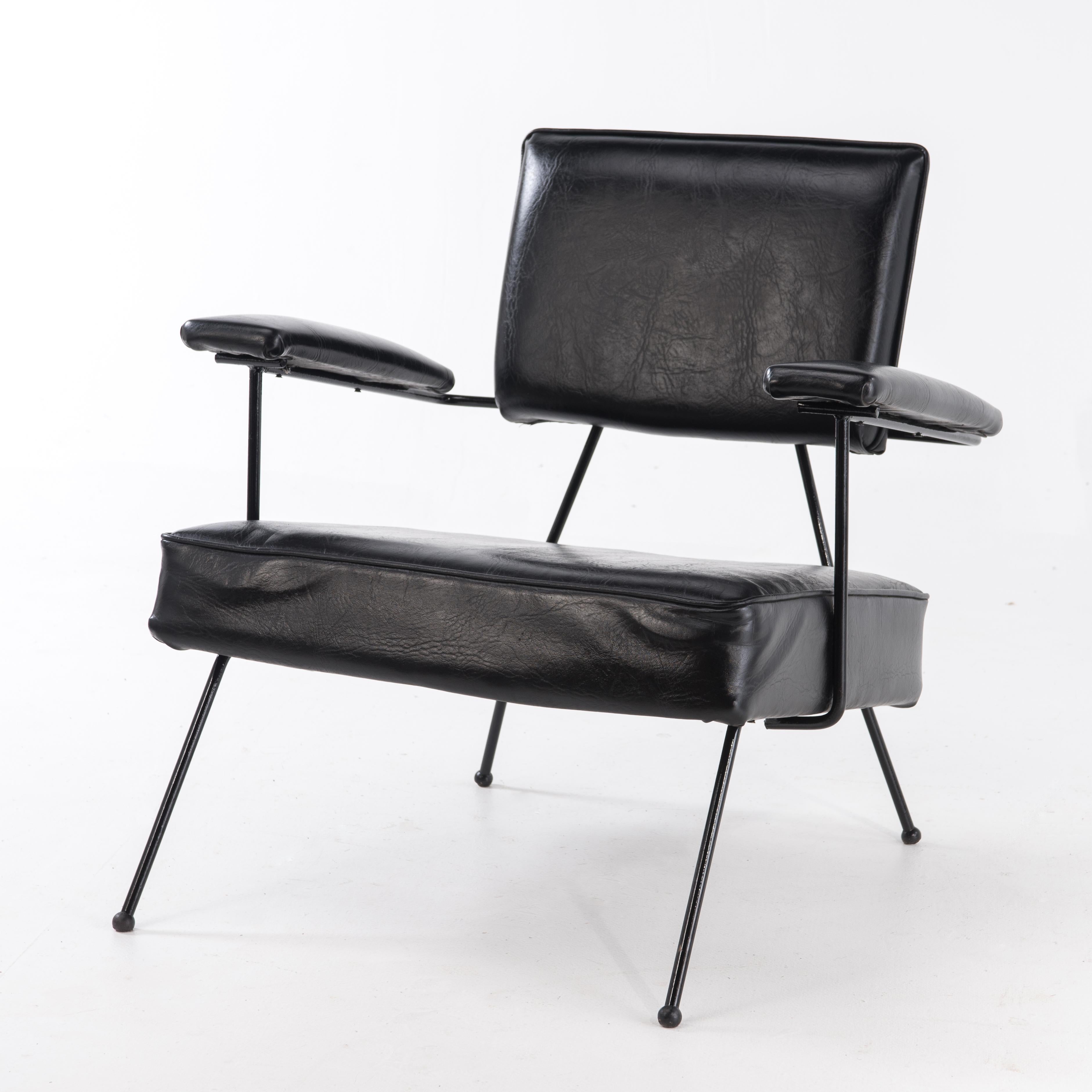 Mid-Century Modern Black Adrian Pearsall for Craft Armchair Lounge Chair In Good Condition For Sale In Hopewell, NJ