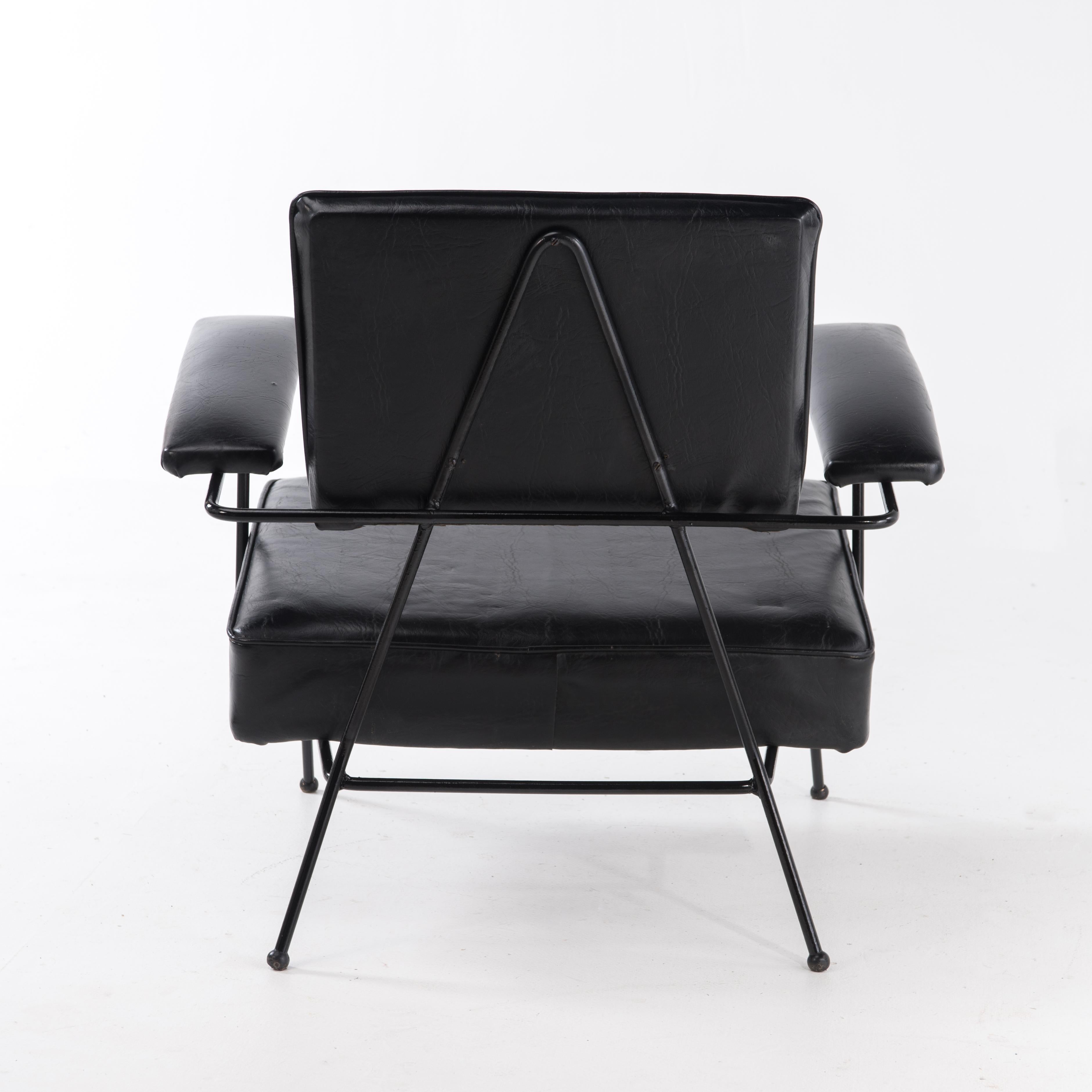 Faux Leather Mid-Century Modern Black Adrian Pearsall for Craft Armchair Lounge Chair For Sale