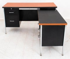 Mid-Century Modern Black Aluminum & Chrome Desk