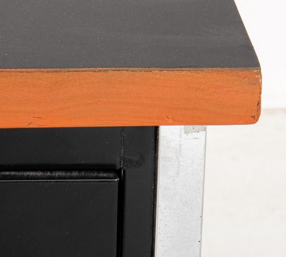 Mid-Century Modern Black Aluminum & Chrome Desk For Sale 5