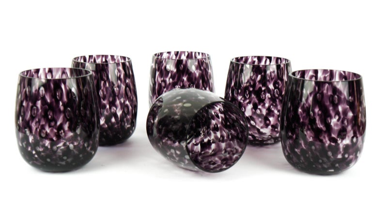 Mid-Century Modern Black Amethyst Set of Six Murano Drinking Glasses Tumbler For Sale at 1stDibs ...