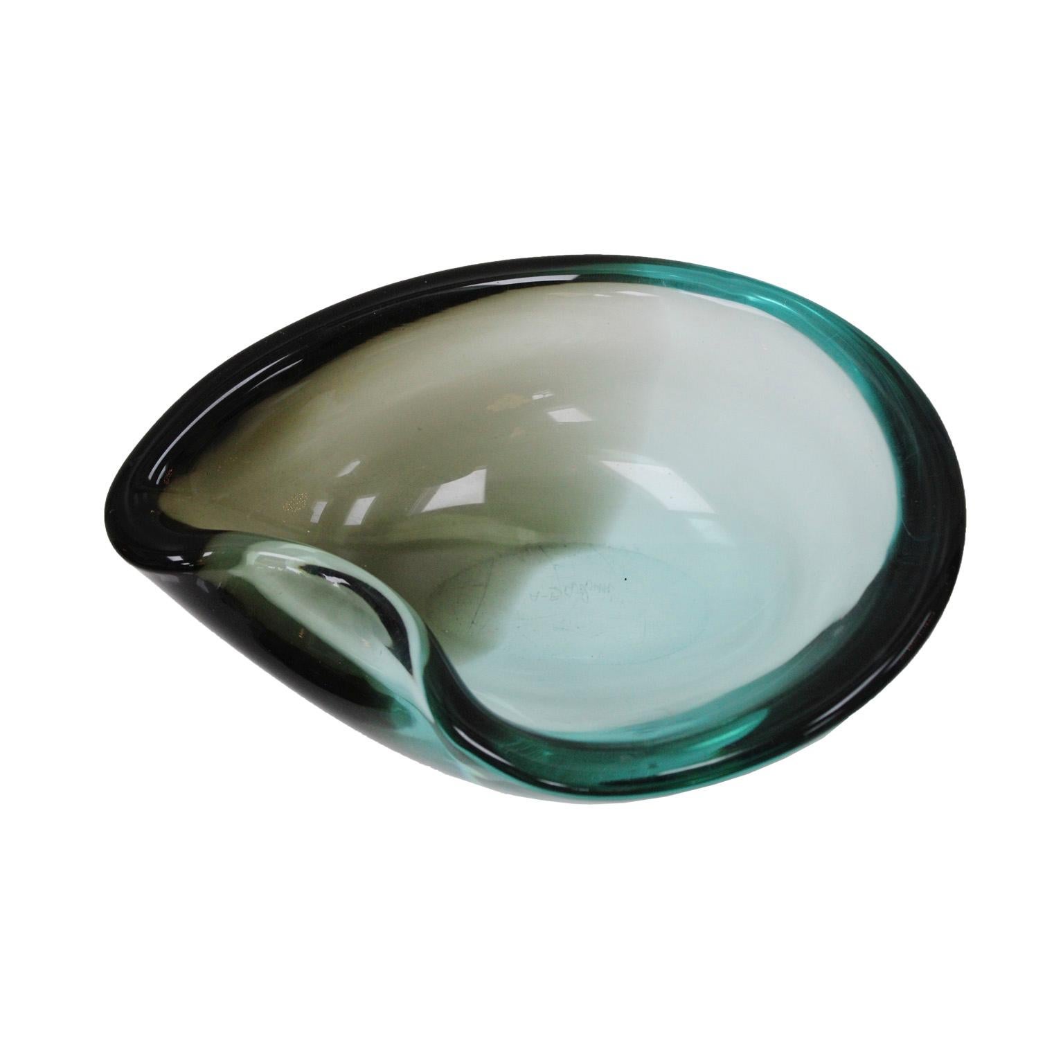 Italian Mid-Century Modern Black and Blue Murano Glass Bowl 1970 For Sale