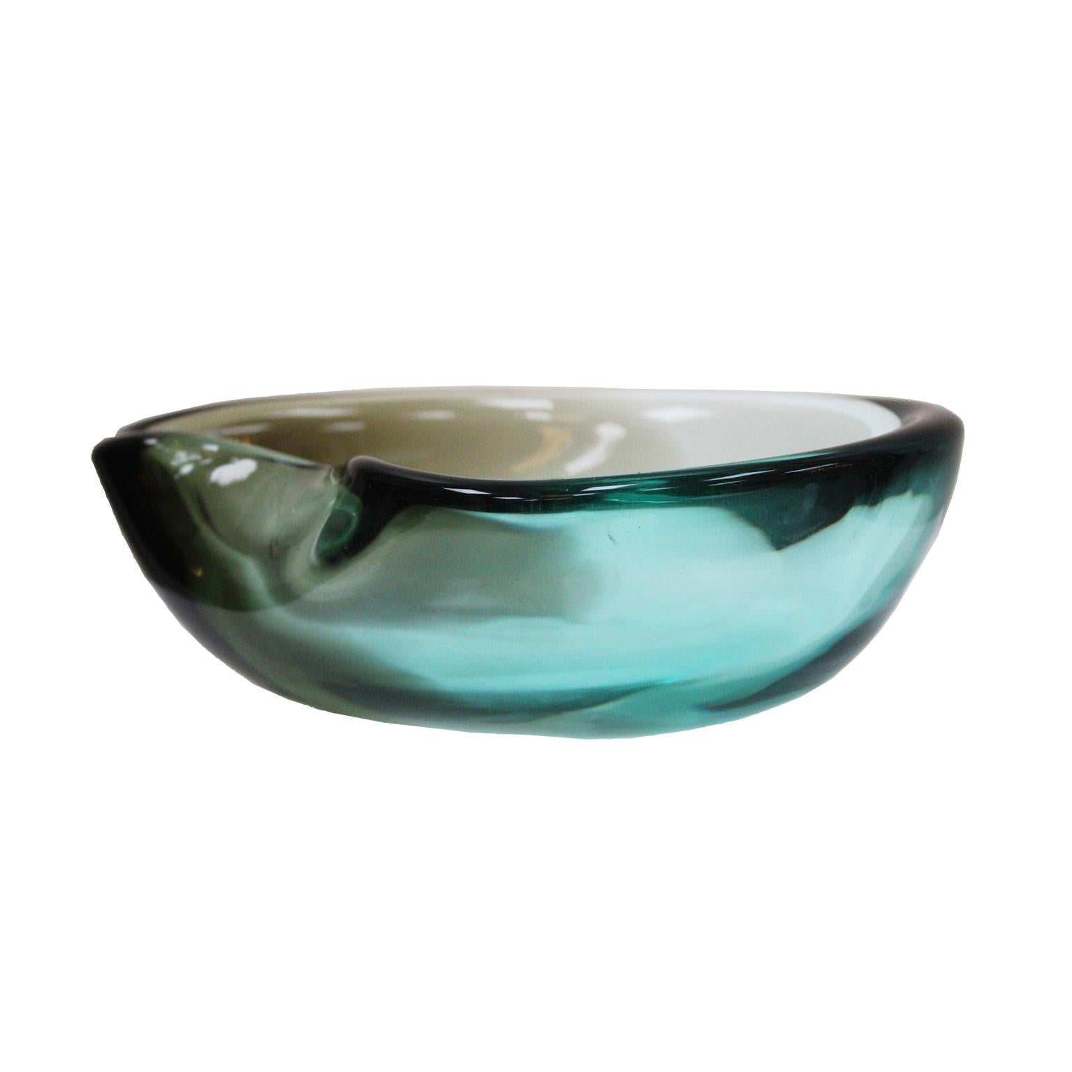 Mid-Century Modern Black and Blue Murano Glass Bowl 1970 In Good Condition For Sale In Ibiza, Spain