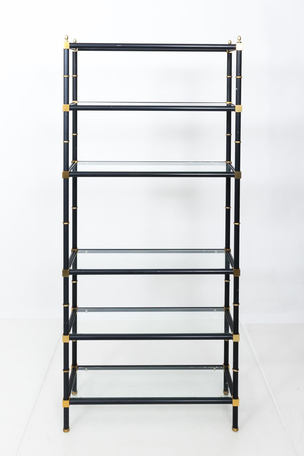 Mid-Century Modern Black and Brass Étagère 7