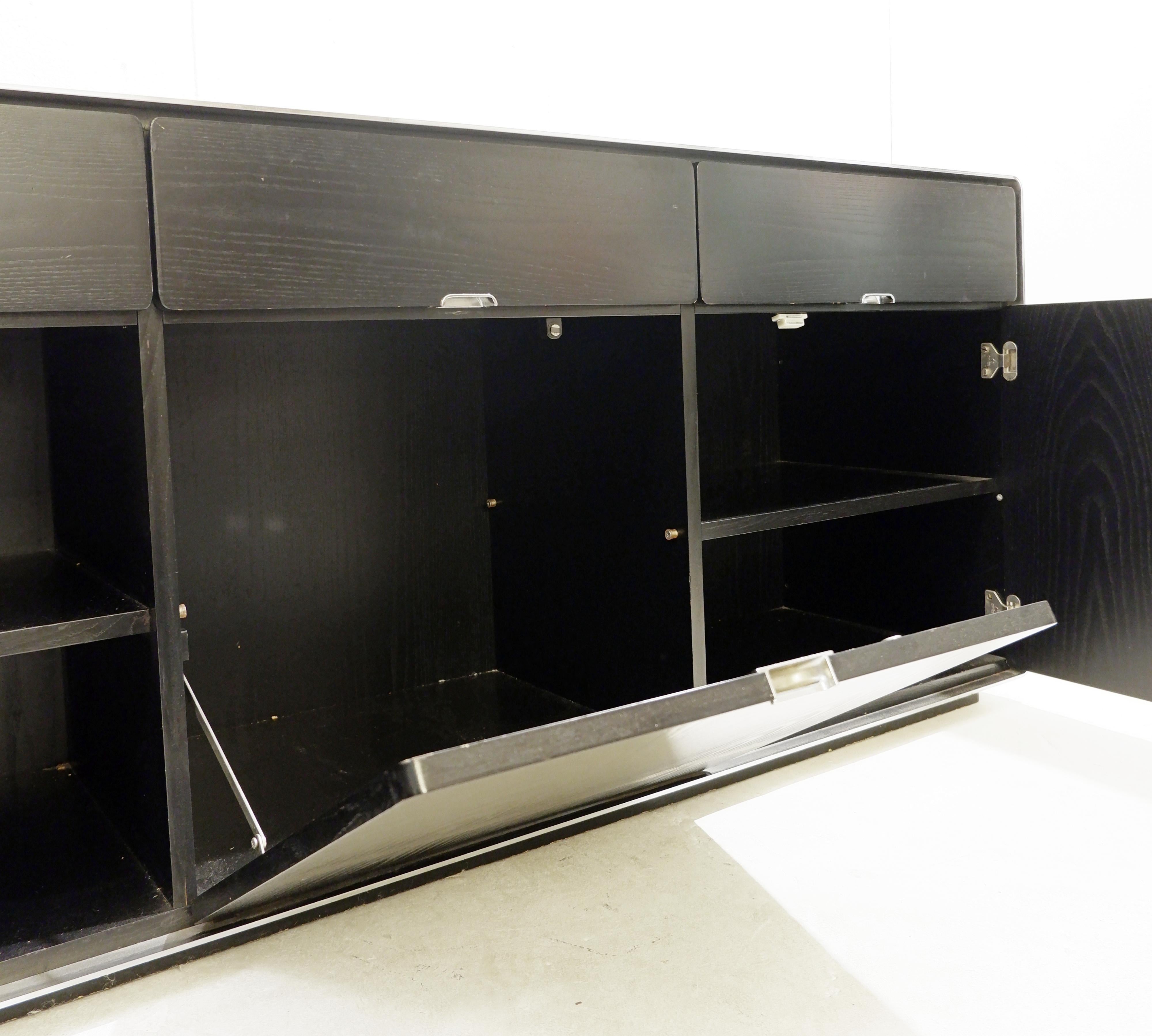 Mid-Century Modern Black and Chrome Sideboard, 1970s 6