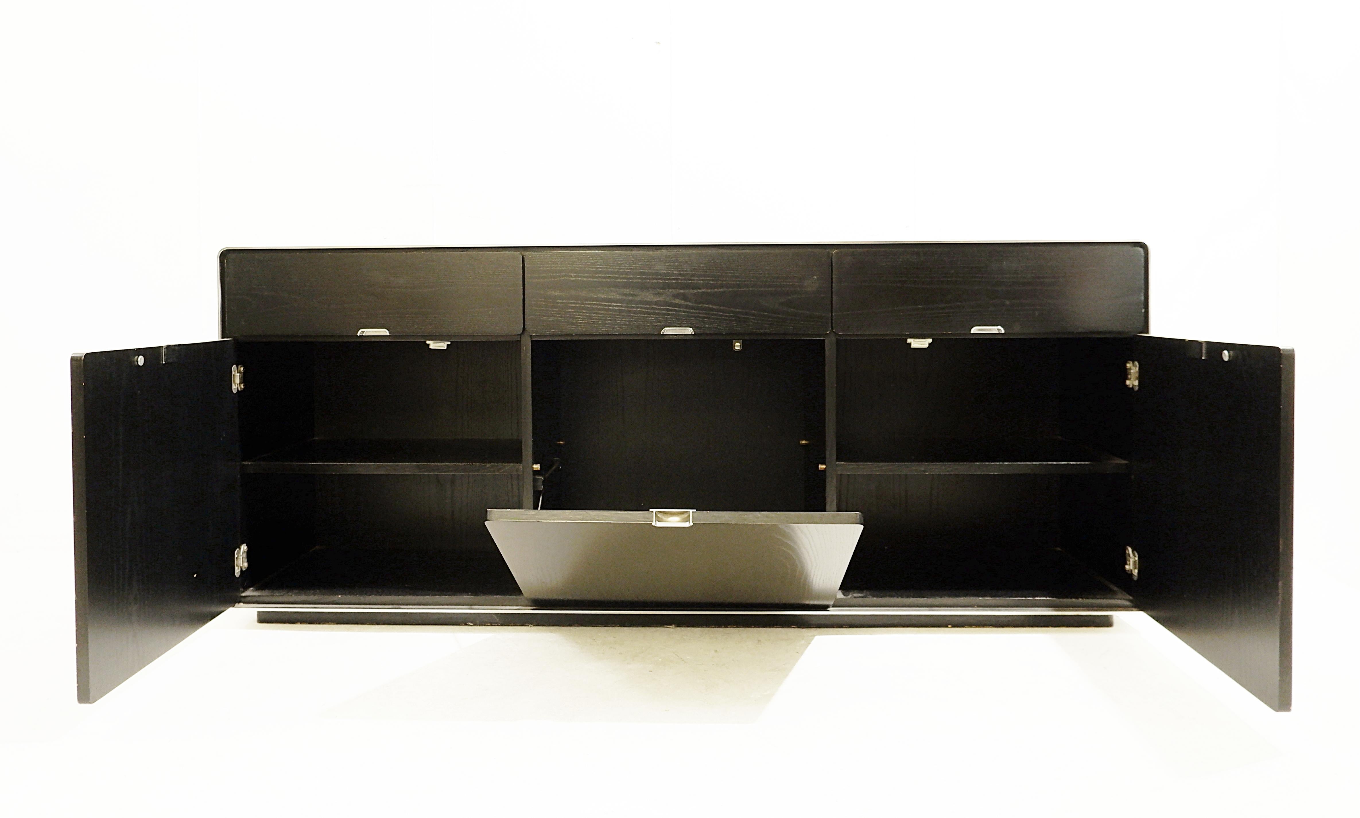Mid-Century Modern Black and Chrome Sideboard, 1970s 4