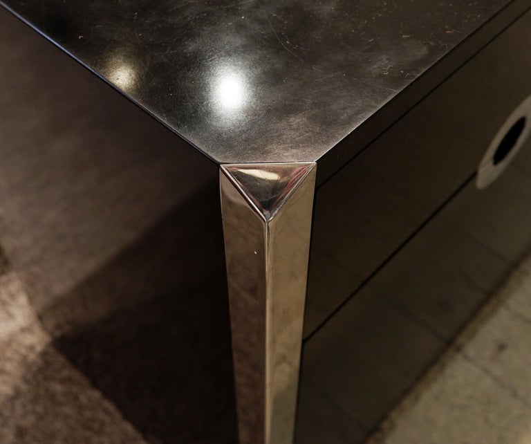 Italian Mid-Century Modern Black and Chrome Sideboard by Willy Rizzo for Mario Sabot For Sale
