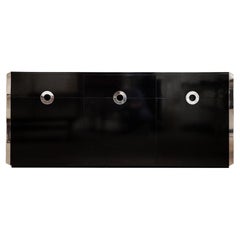 Mid Century Modern Black and Chrome Sideboard by Willy Rizzo for Mario Sabot