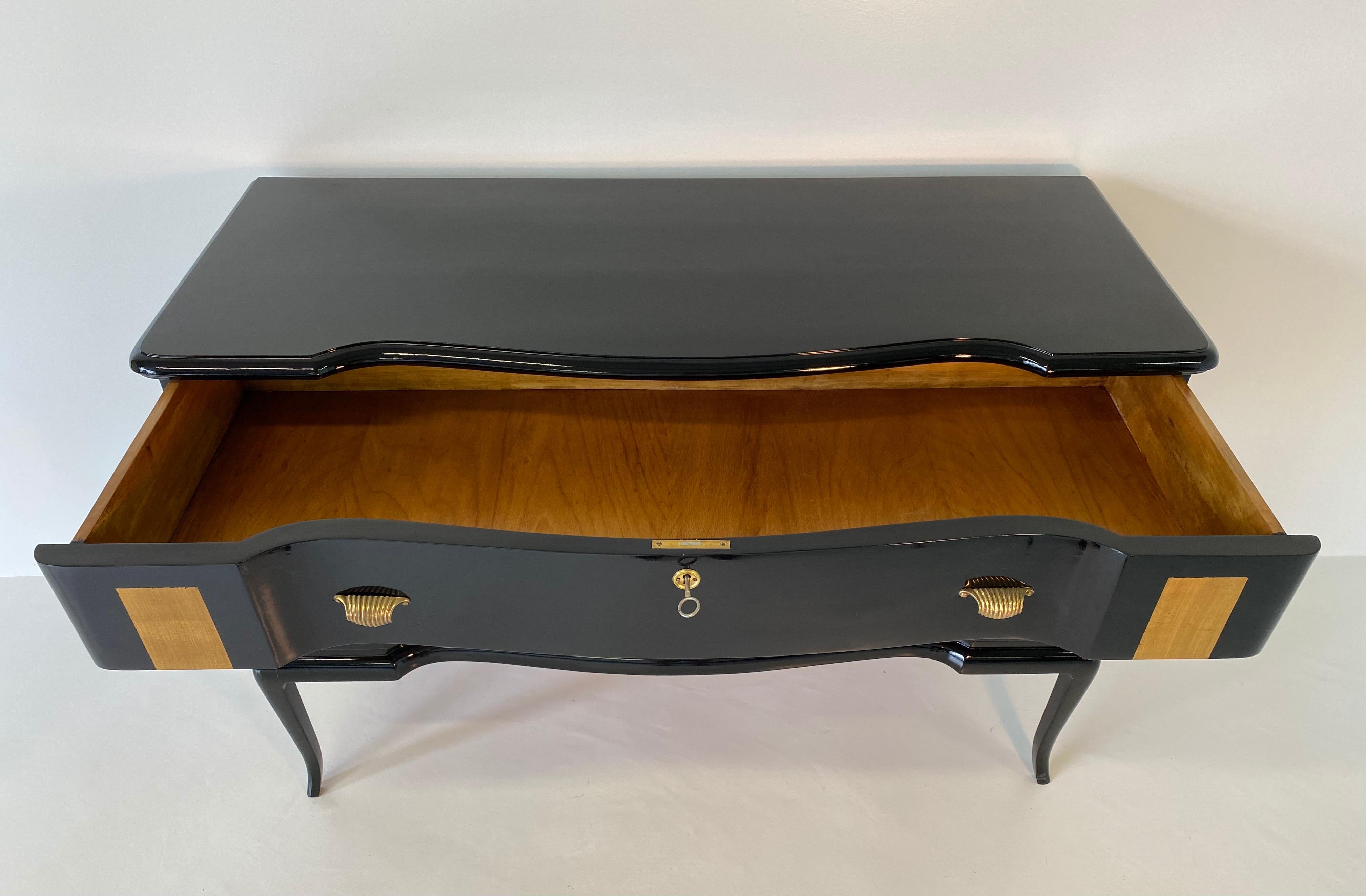 Italian Mid-Century Modern Black and Gold Leaf Chest of Drawers, 1950s 4