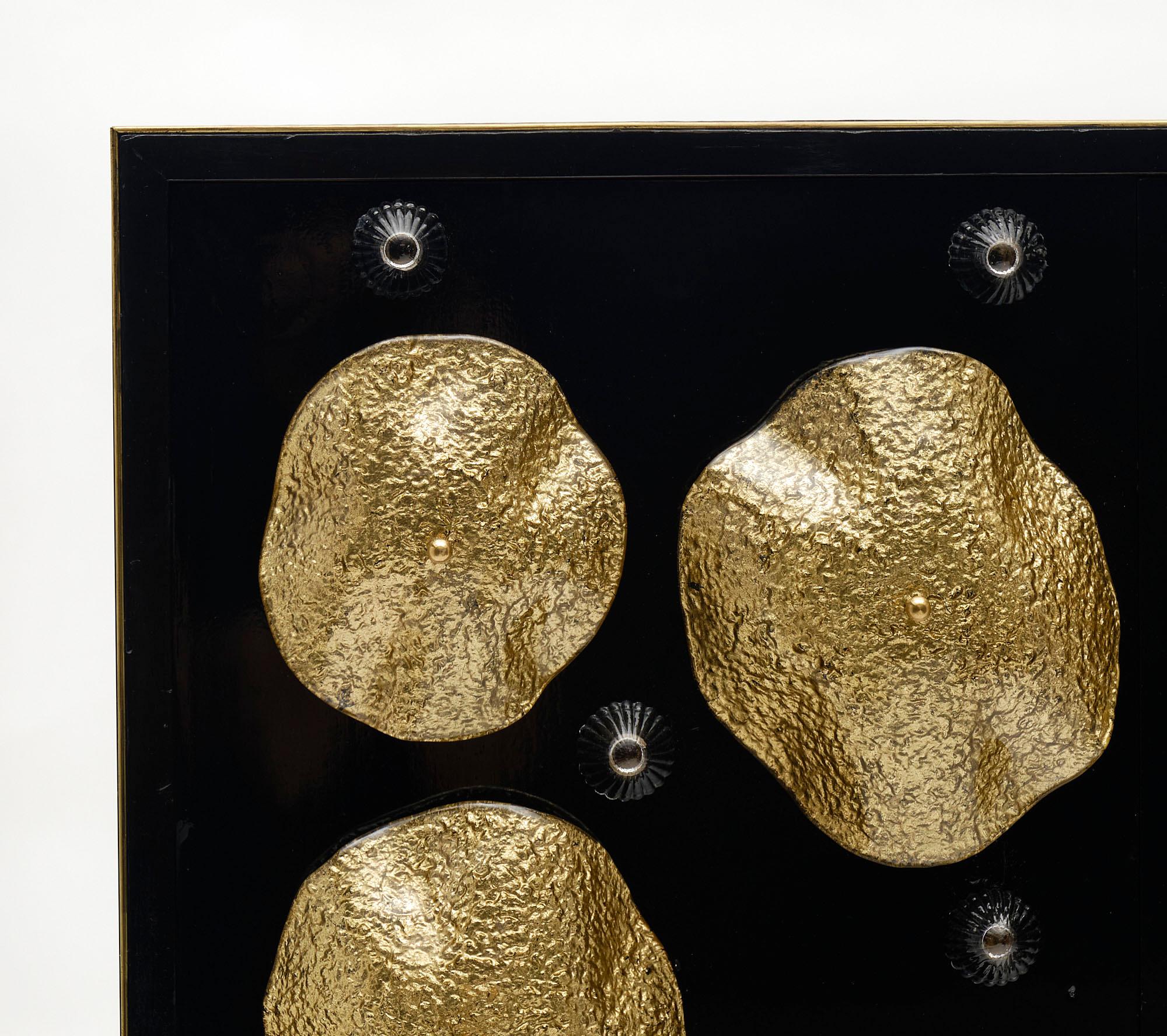 Late 20th Century Mid-Century Modern Black and Gold Murano Glass Cabinet