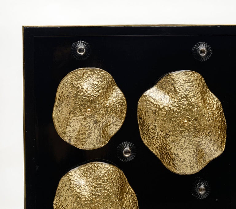 Late 20th Century Mid-Century Modern Black and Gold Murano Glass Cabinet For Sale