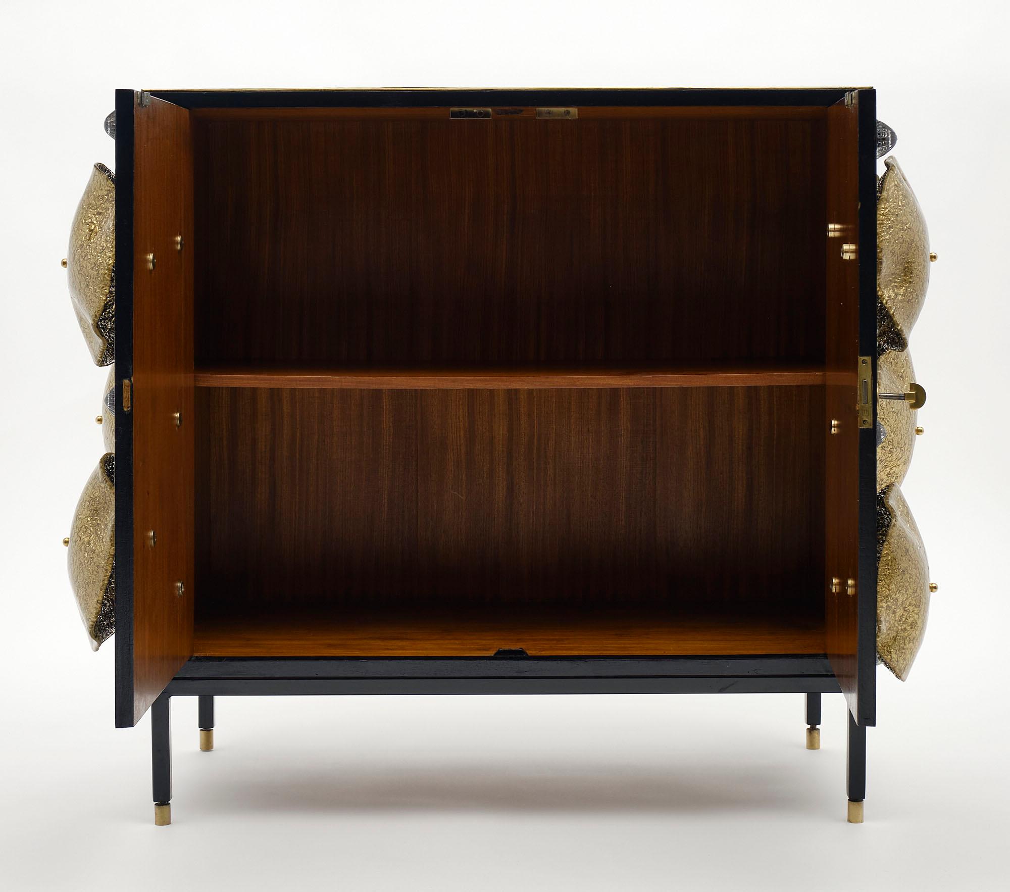 Mid-Century Modern Black and Gold Murano Glass Cabinet 1