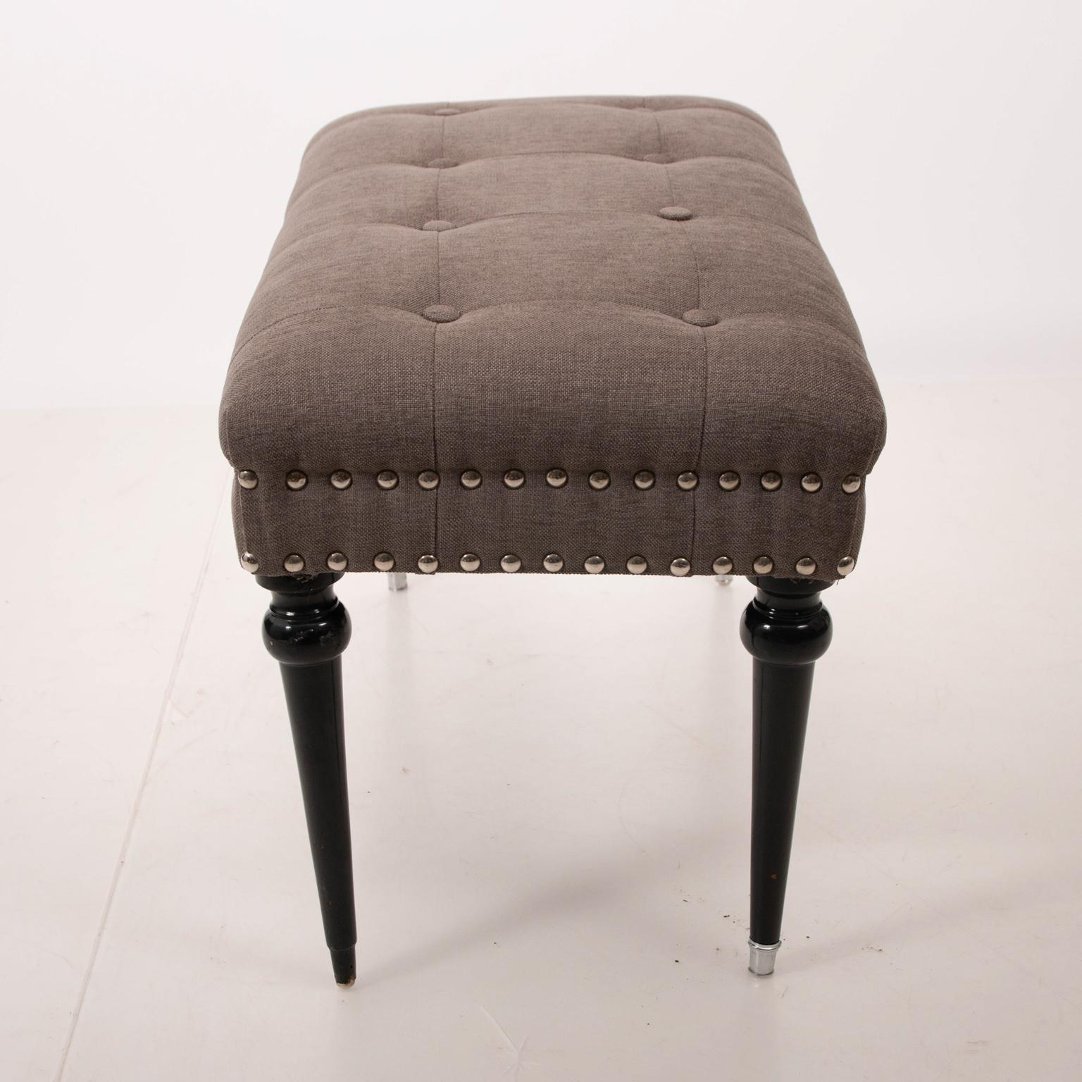 American Mid-Century Modern Black and Grey Tufted Bench