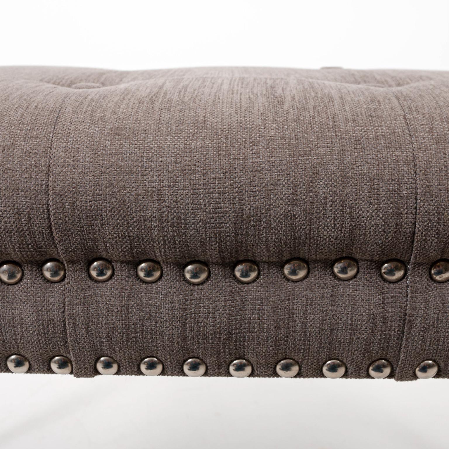 20th Century Mid-Century Modern Black and Grey Tufted Bench