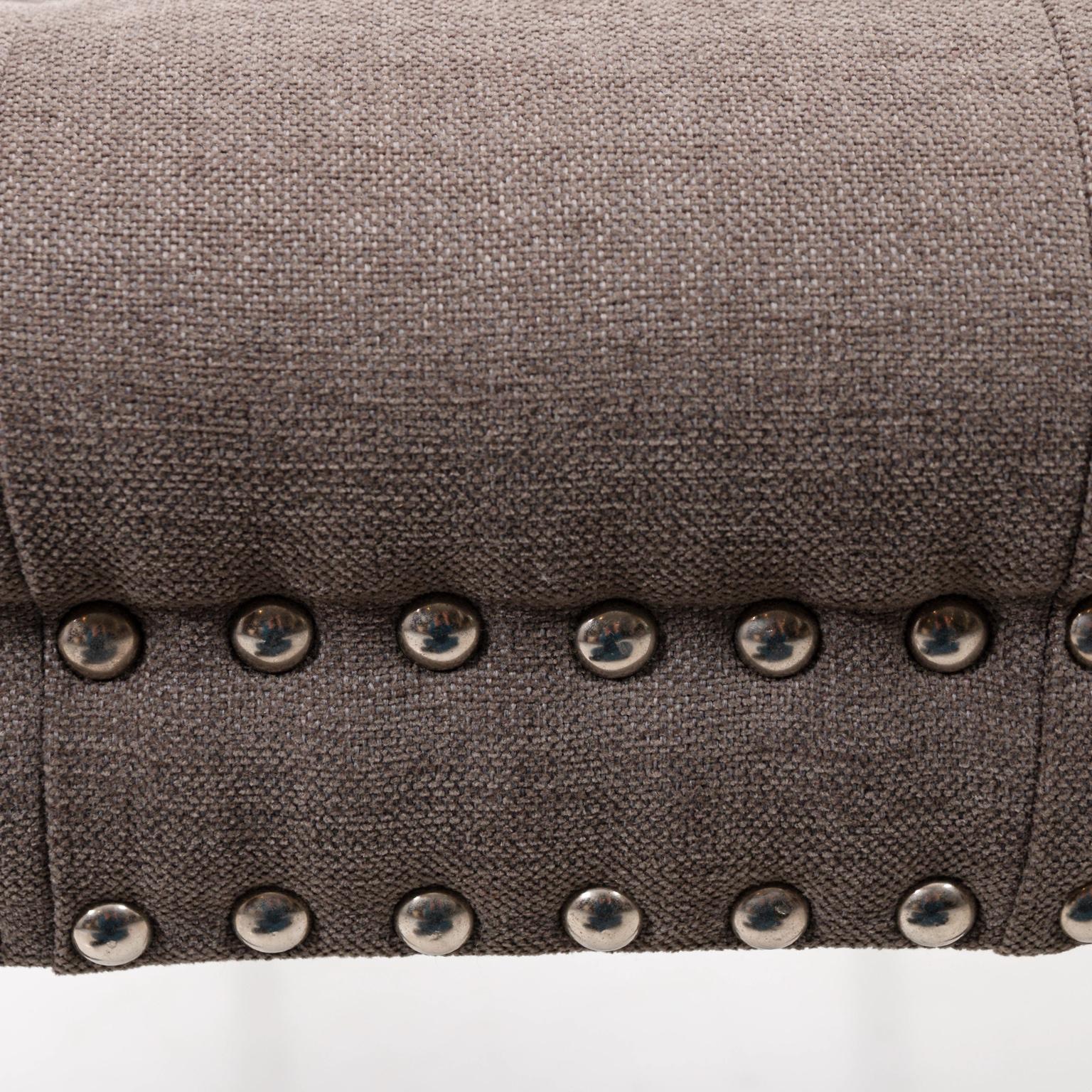 Mid-Century Modern Black and Grey Tufted Bench 3