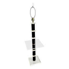 Mid Century Modern Black and Lucite Floor Lamp/Side Table