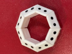 Mid-Century Modern Black and White Domino Bakelite C1960s Link Bracelet