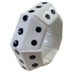 Mid-Century Modern Black and White Domino Bakelite C1960s Link Bracelet