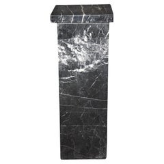 Mid Century Modern Black and White Marble Pedestal with Swivel Top