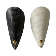 Mid-Century Modern Black and White Perforated Metal Pair of Sconces, 1950s