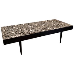 Mid-Century Modern Black and White Tile Coffee Table