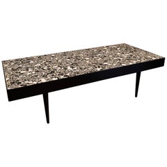 Vintage Mid-Century Modern Black and White Tile Coffee Table