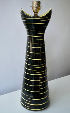 Mid-Century Modern Black and Yellow Ceramic Table Lamp, 1950s