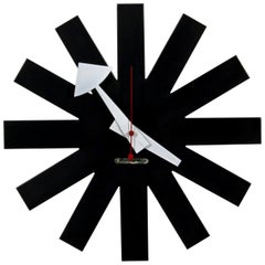 Vintage Mid-Century Modern Black Asterisk George Nelson Howard Miller Wall Clock, 1950s