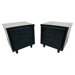 Mid-Century Modern Black Bachelorette Chest Style Nightstands - Set of 2