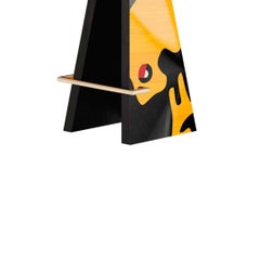 Mid-Century Modern Black Bar Stool Suede Upholstery Wood Base & Polished Brass