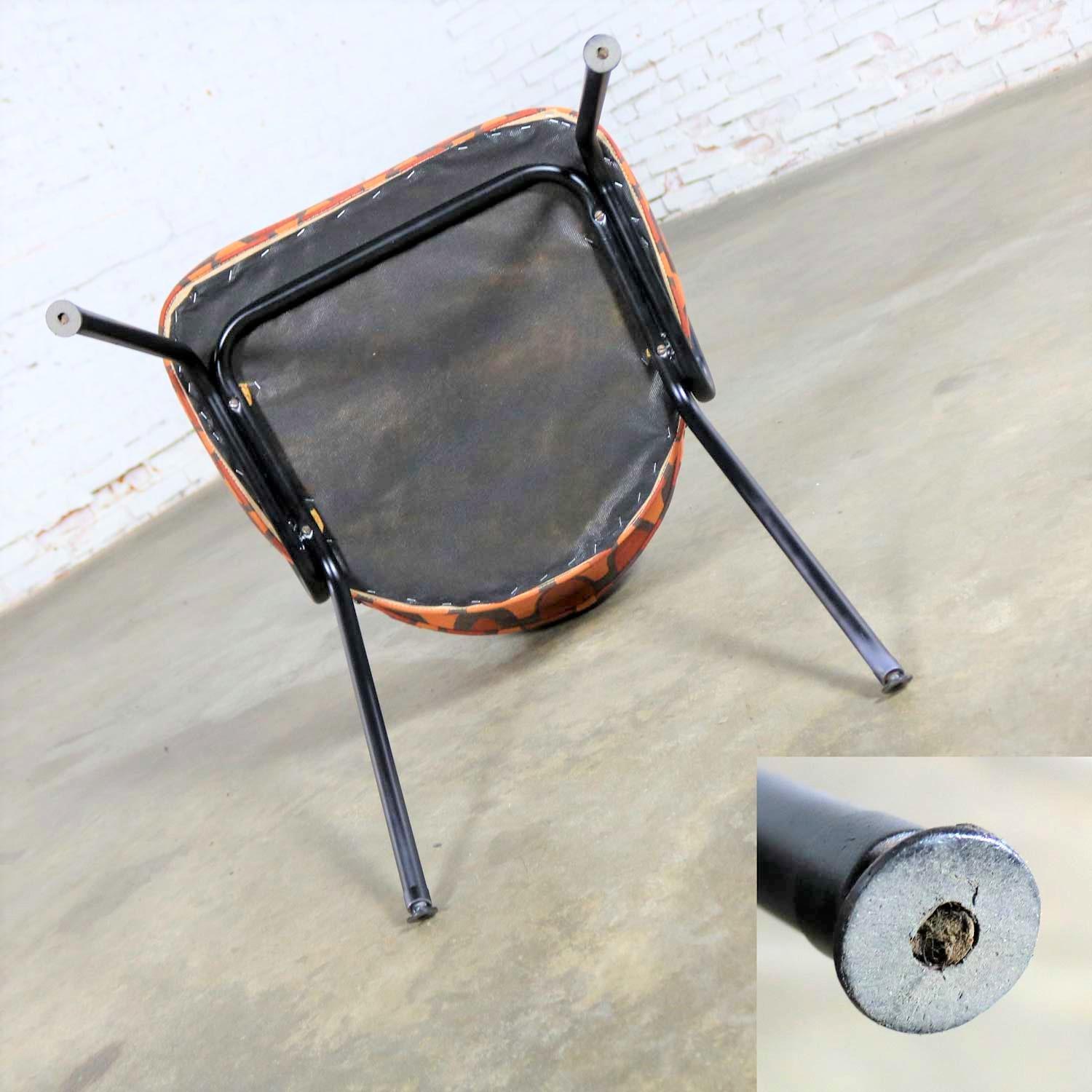 Mid-Century Modern Black Bent Steel Tube Armchair with New Orange Upholstery For Sale 8