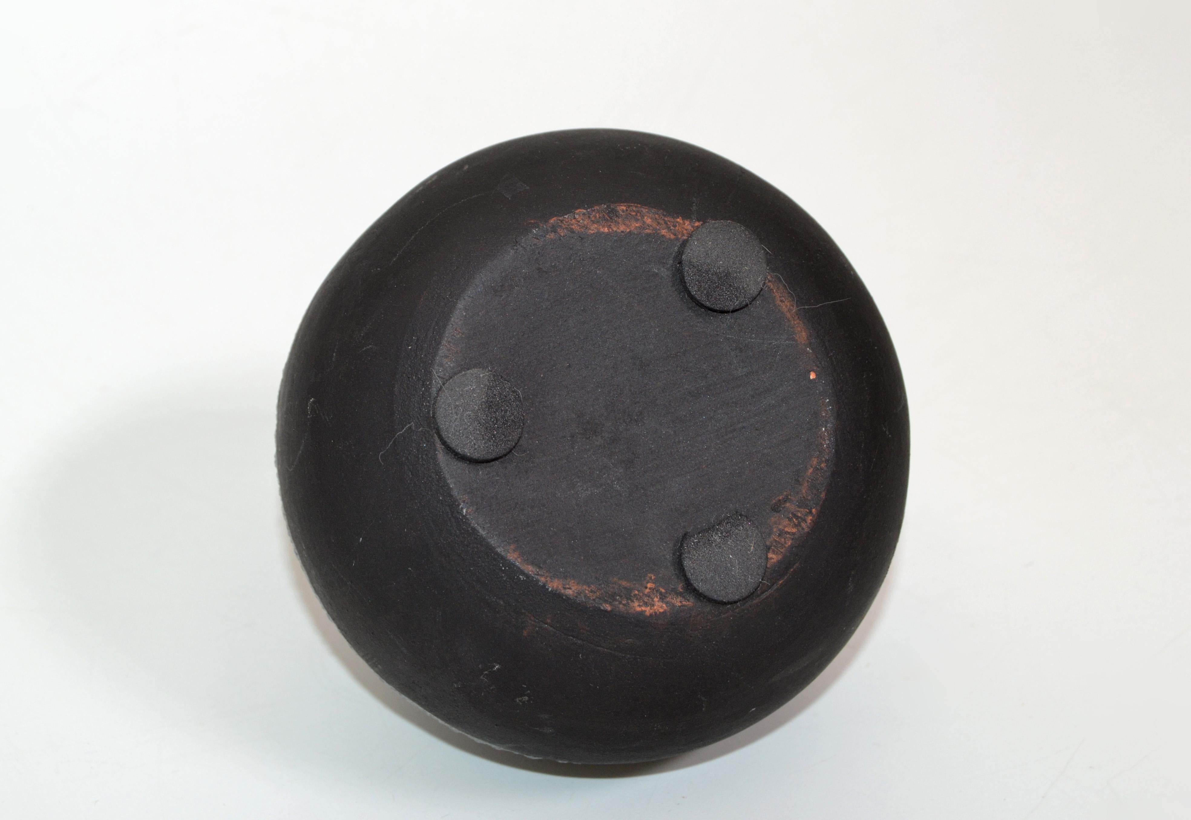 Mid-Century Modern Black & Blue American Raku Vase, Vessel Studio Art Pottery 80 For Sale 4