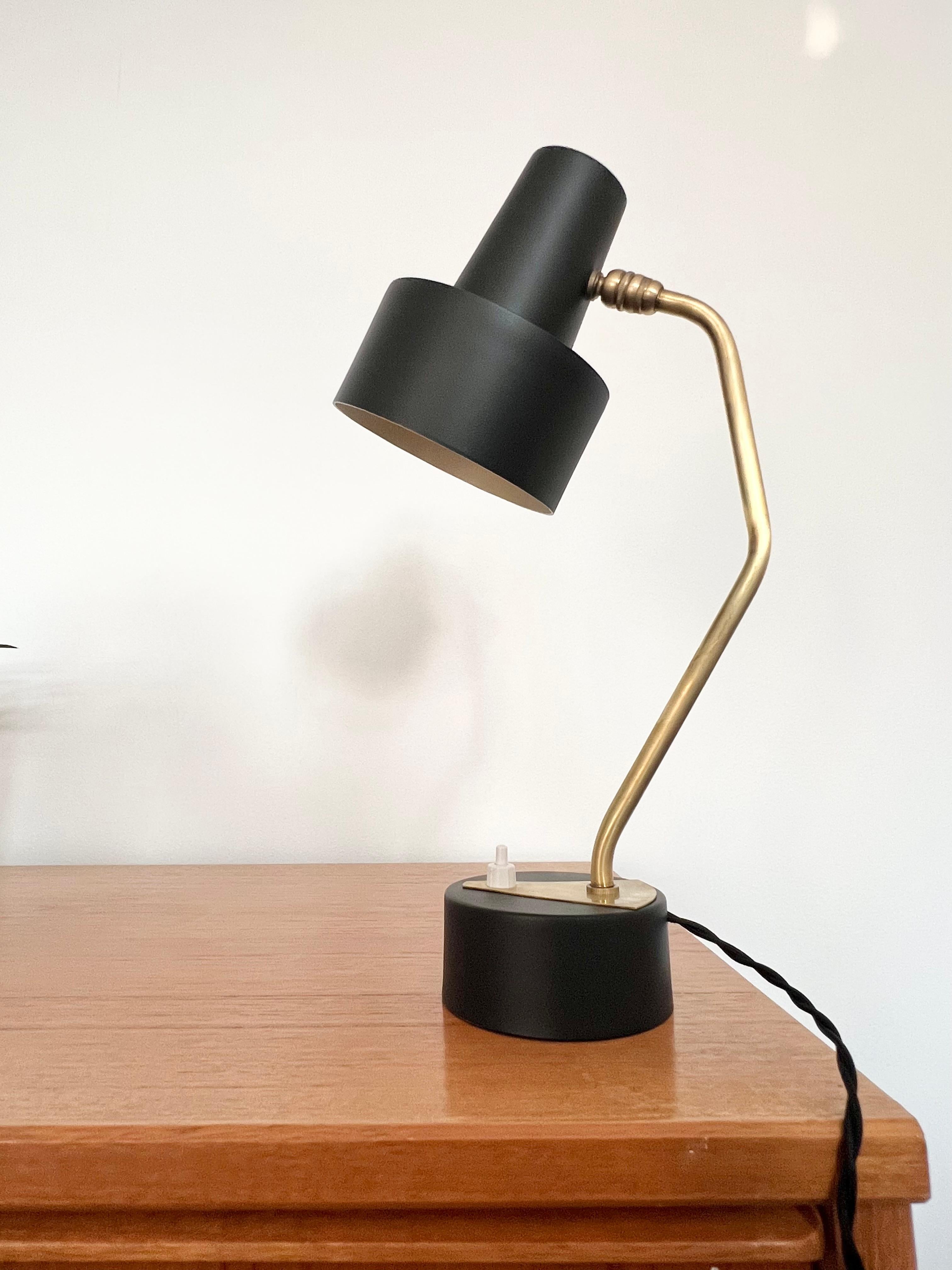 Mid-Century Modern Mid Century Modern Black & Brass Disderot Desk Lamp For Sale