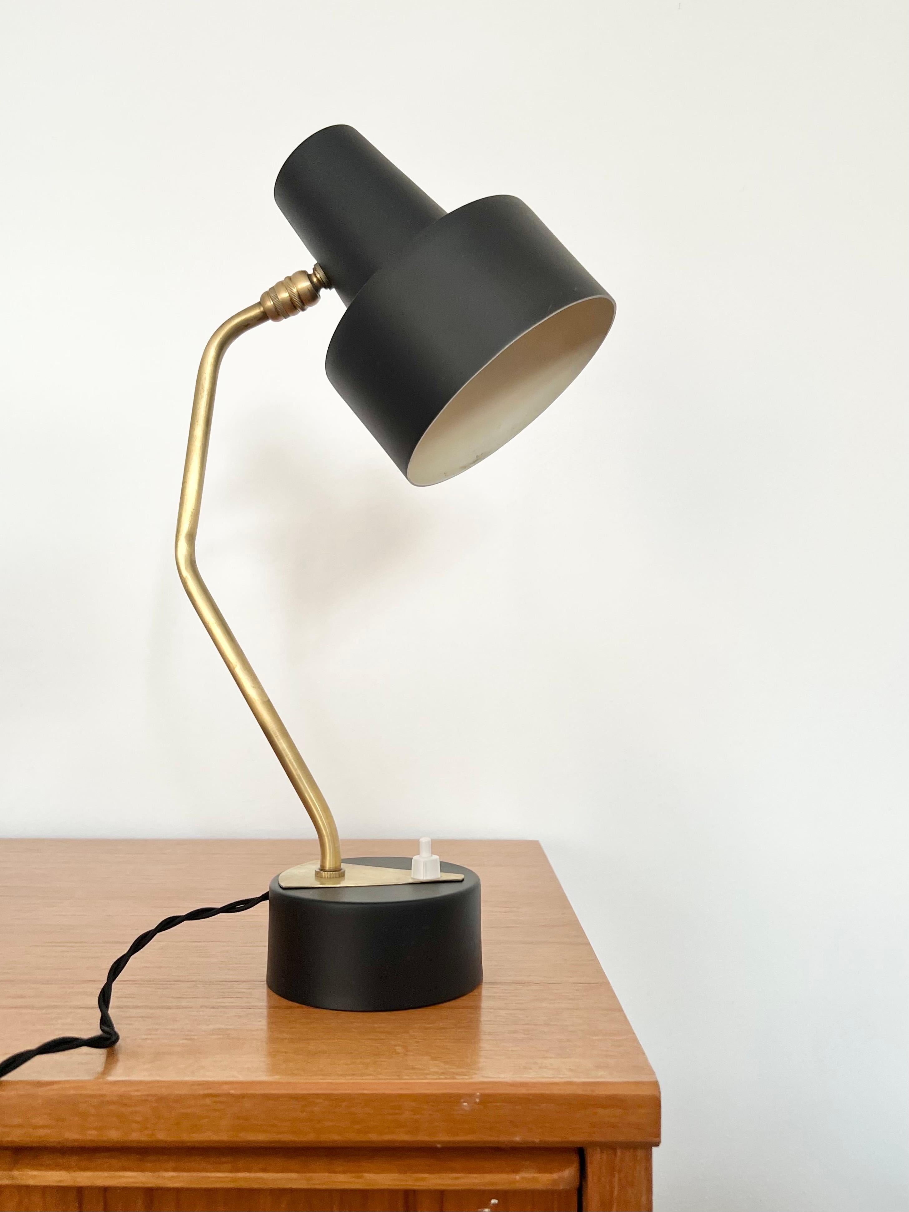 20th Century Mid Century Modern Black & Brass Disderot Desk Lamp For Sale