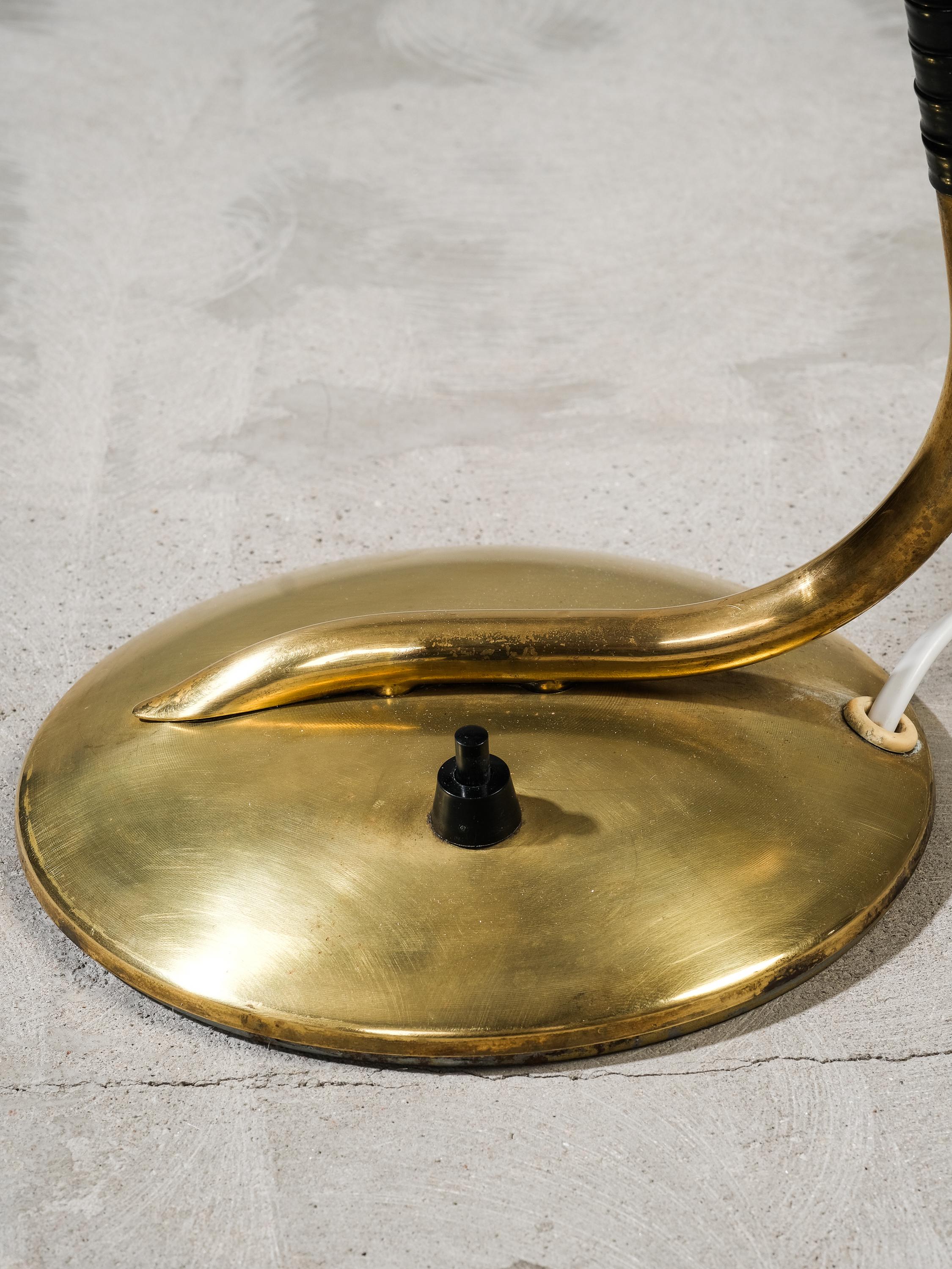 Metal Mid-Century Modern Black & Brass Table/Desk Lamp by Valinte, Finland, 1950s For Sale
