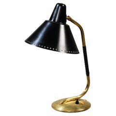 Mid-Century Modern Black & Brass Table/Desk Lamp by Valinte, Finland, 1950s