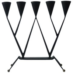 Vintage Mid-Century Modern Black Candle Holder