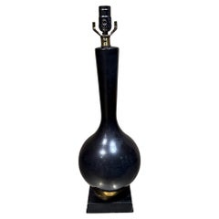 Mid Century Modern Black Ceramic Table Lamp Teardrop Shape Eames Era