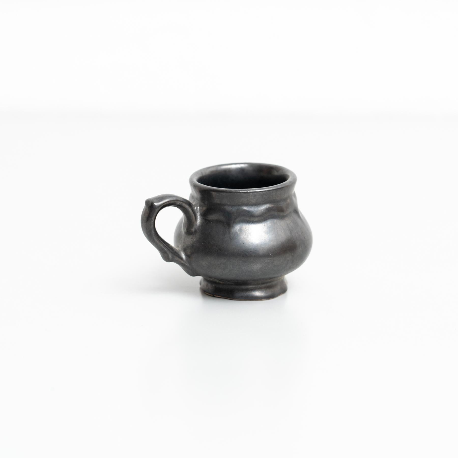 Rustique Service à thé en céramique noire moderne du milieu du siècle en vente