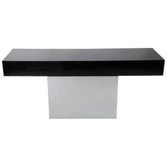 Mid-Century Modern Black 
Chrome Console or Sofa Table after Milo Baughman