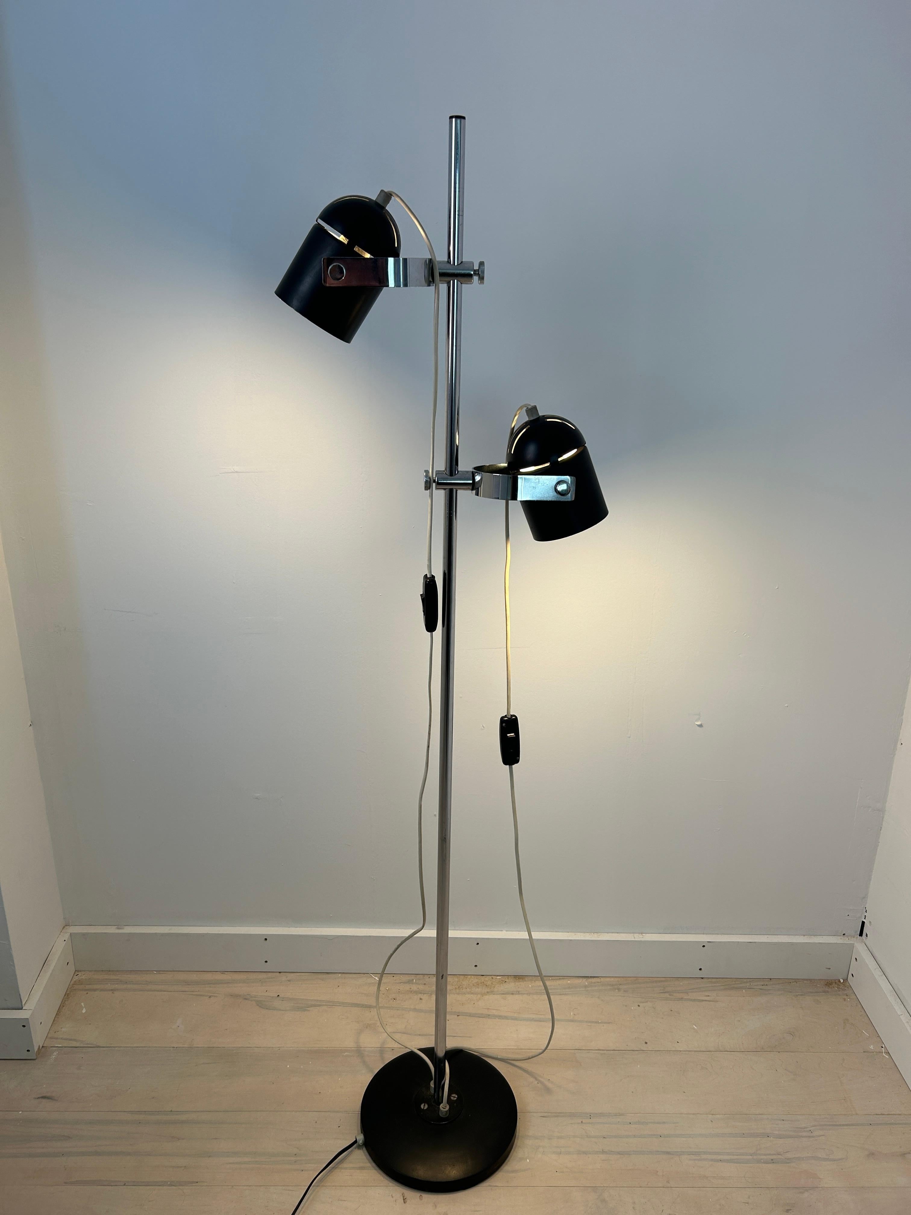 Mid-Century Modern Black & Chrome Floor Lamp Designed by Stanislav Indra 1970 For Sale 2