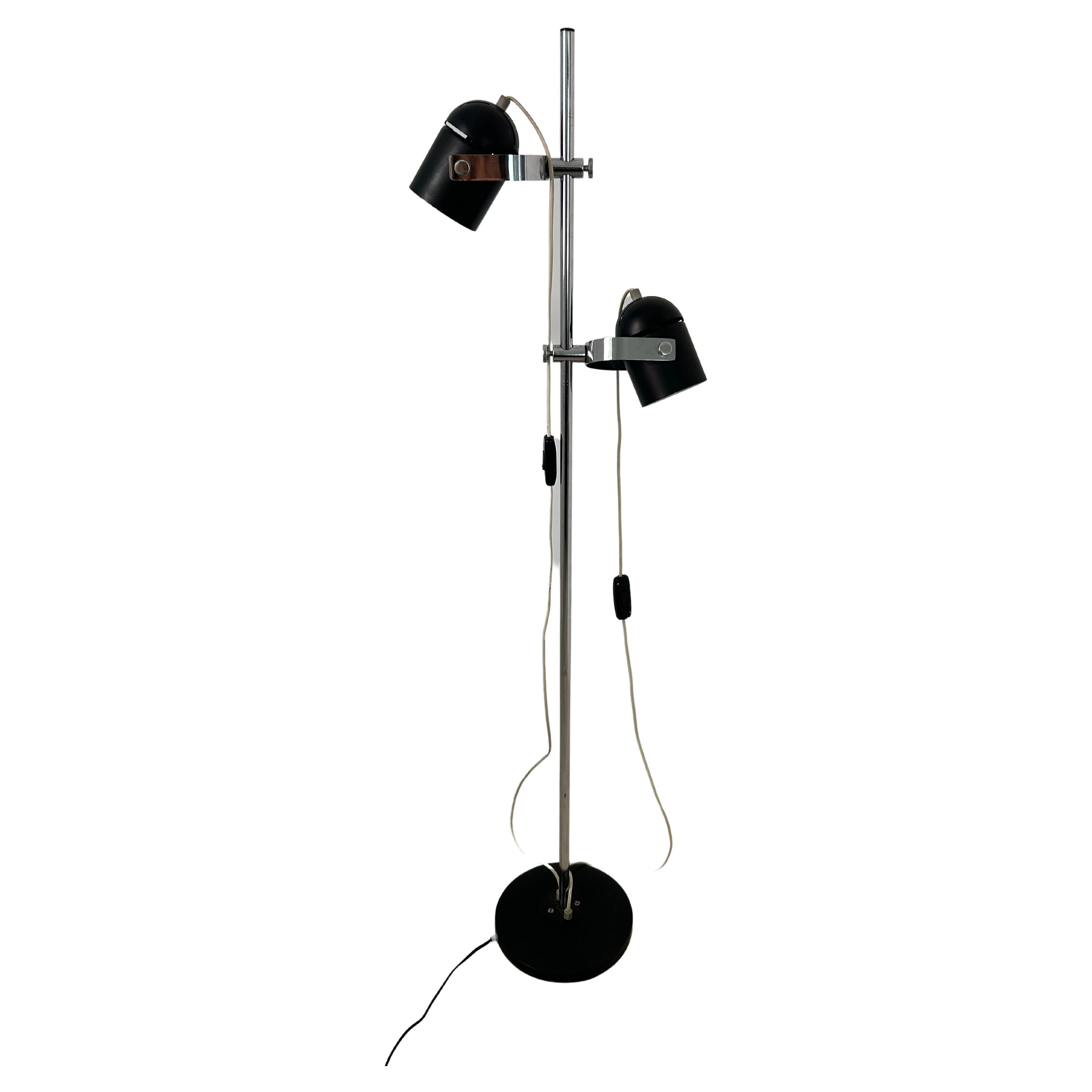 Mid-Century Modern Black & Chrome Floor Lamp Designed by Stanislav Indra 1970