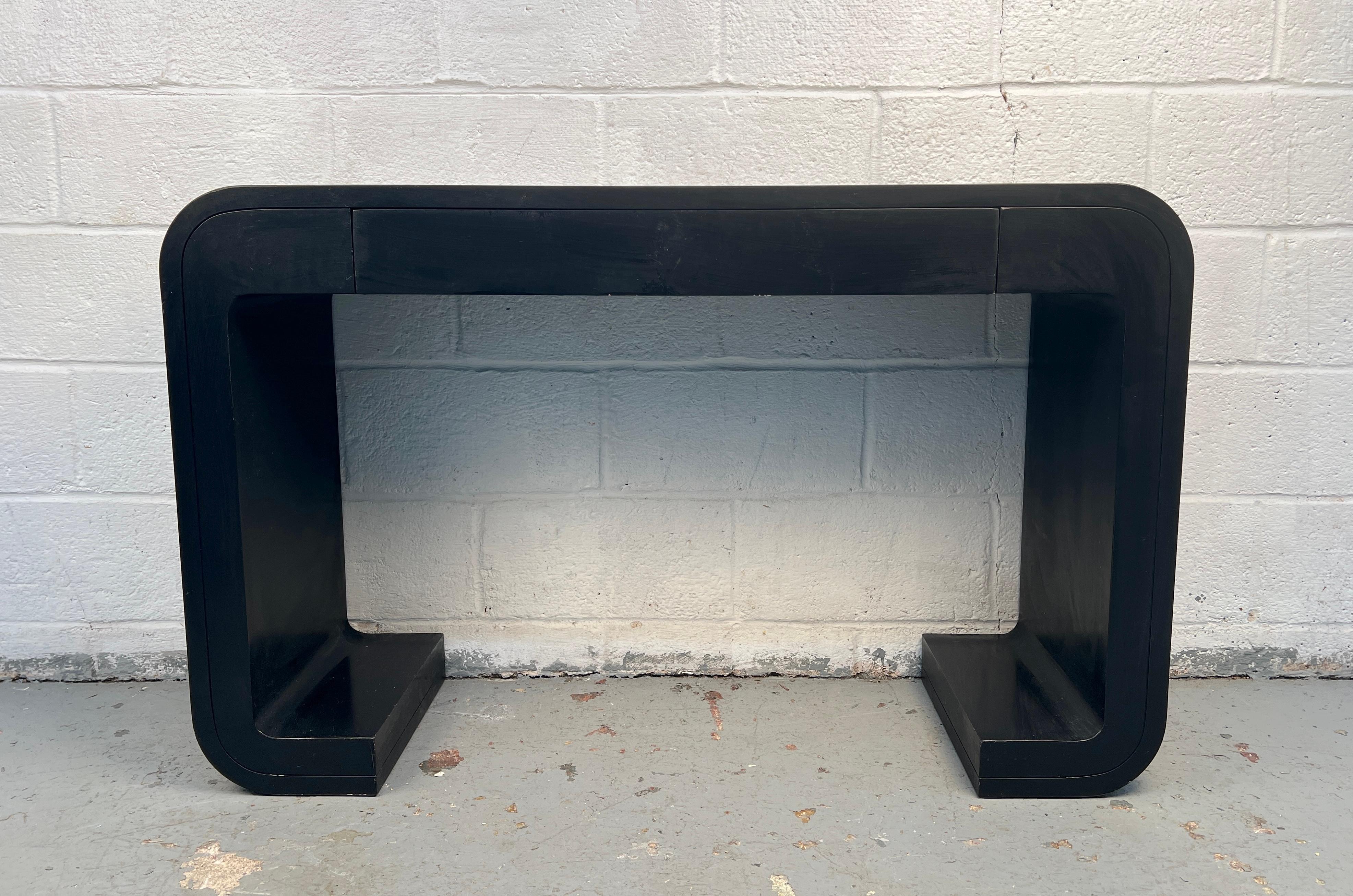Mid-Century Modern Black Console Table with Drawer In Good Condition For Sale In Brooklyn, NY