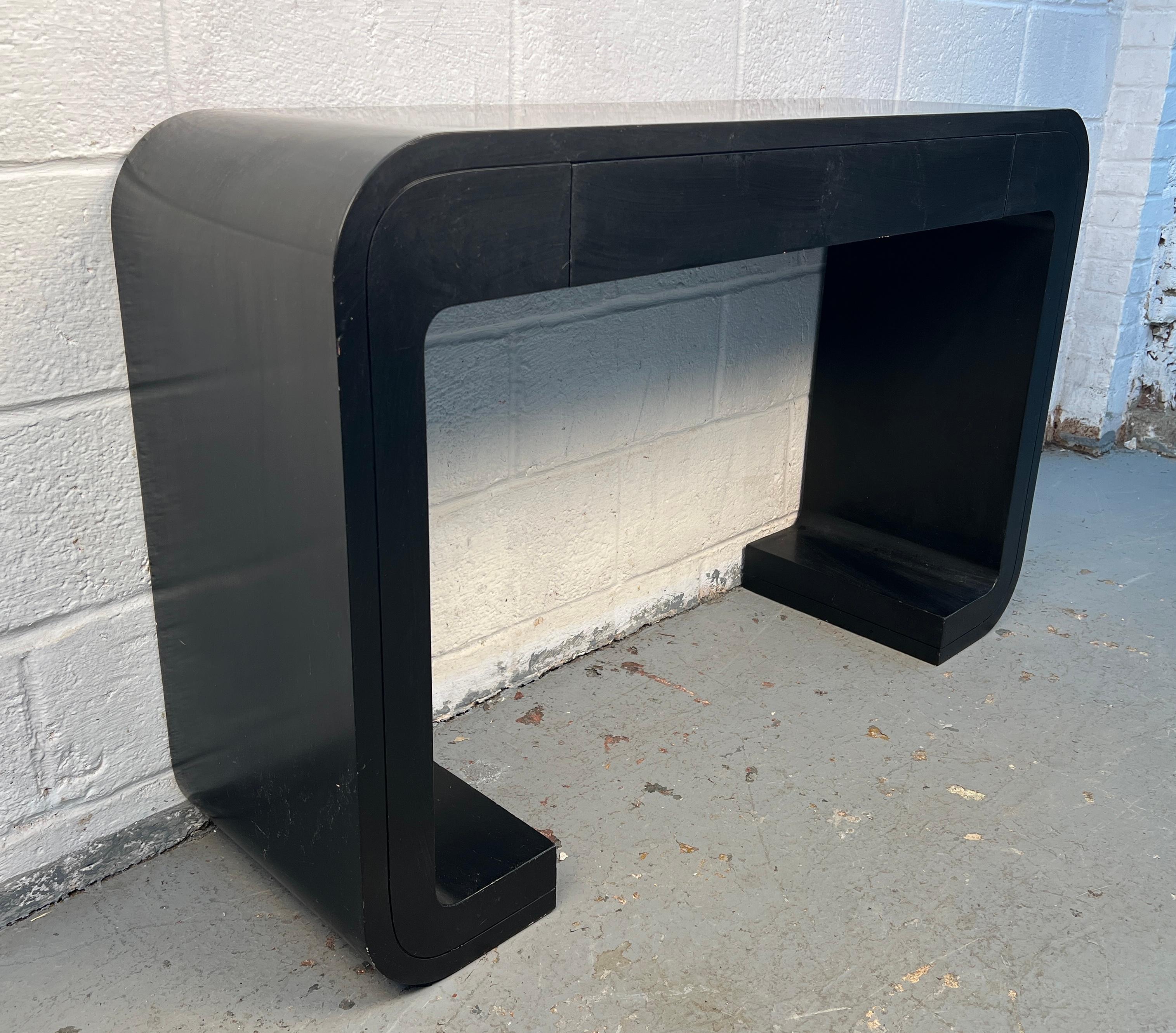 20th Century Mid-Century Modern Black Console Table with Drawer For Sale