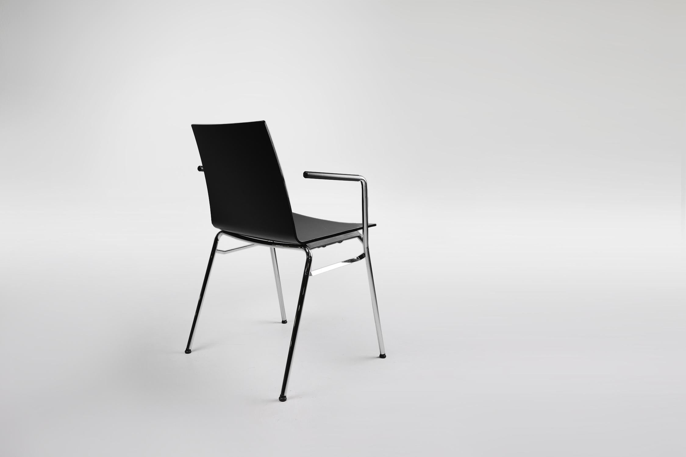 Contemporary Mid-century modern black design chair in with armrests, Belgium For Sale